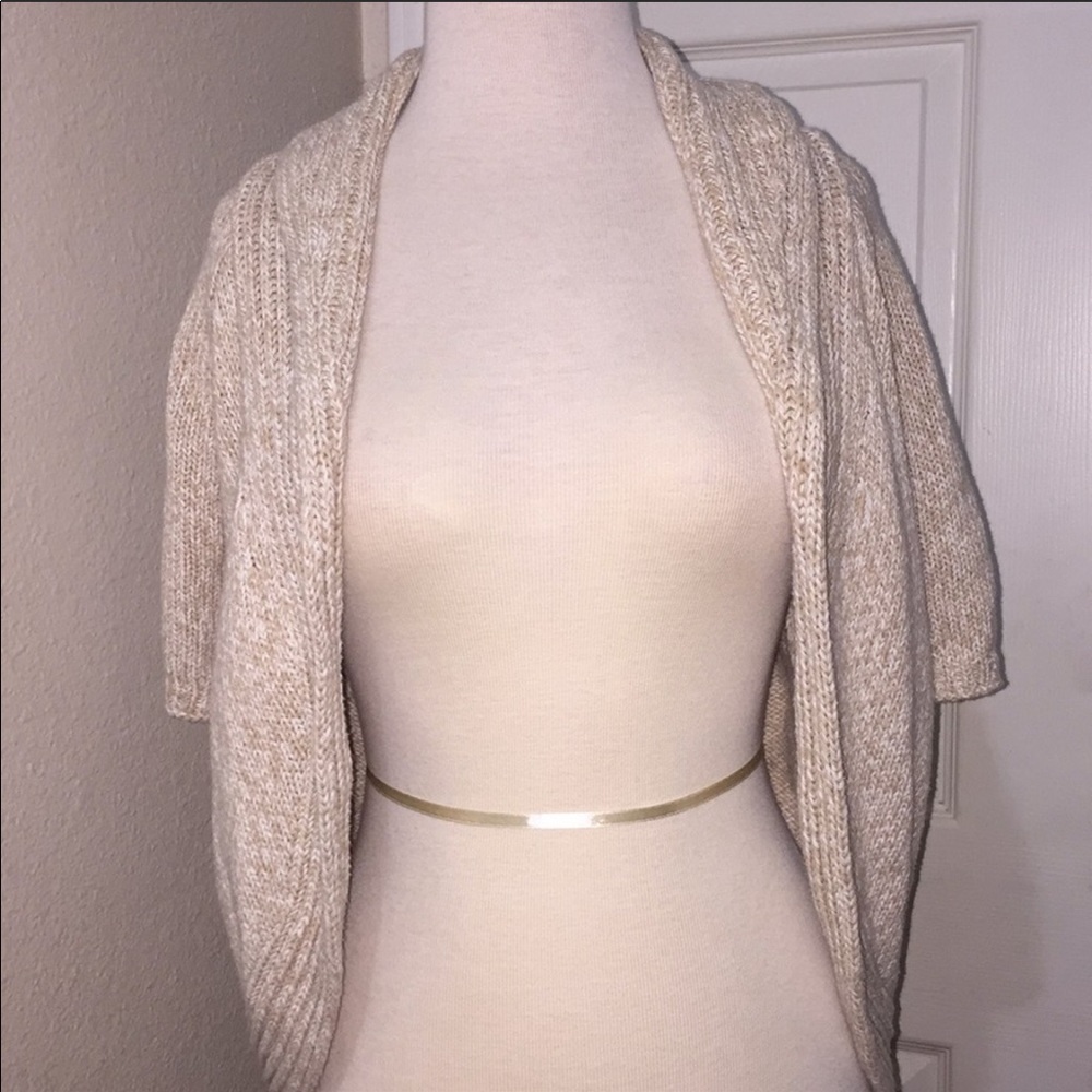Express Oatmeal Knit Cardigan short sleeve cream